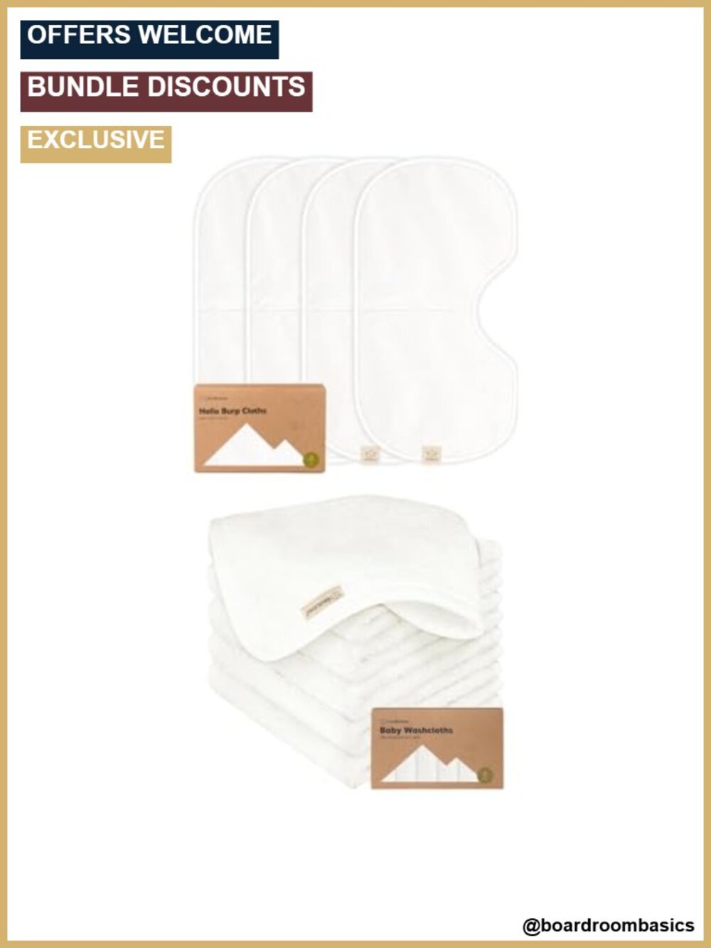 Cotton Burp Cloths & Baby Washcloths Set Extra Large Absorbent
